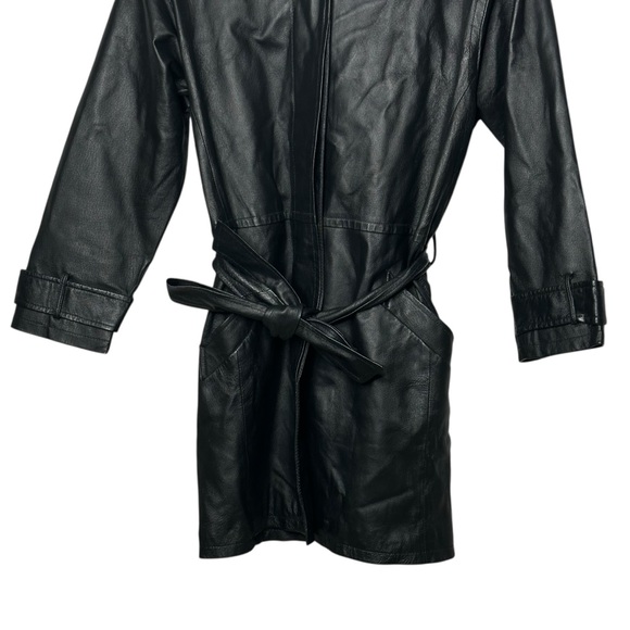 Bagatelle Vintage Y2K Women's Black Leather longline  Jacket Size 10 - Picture 8 of 12